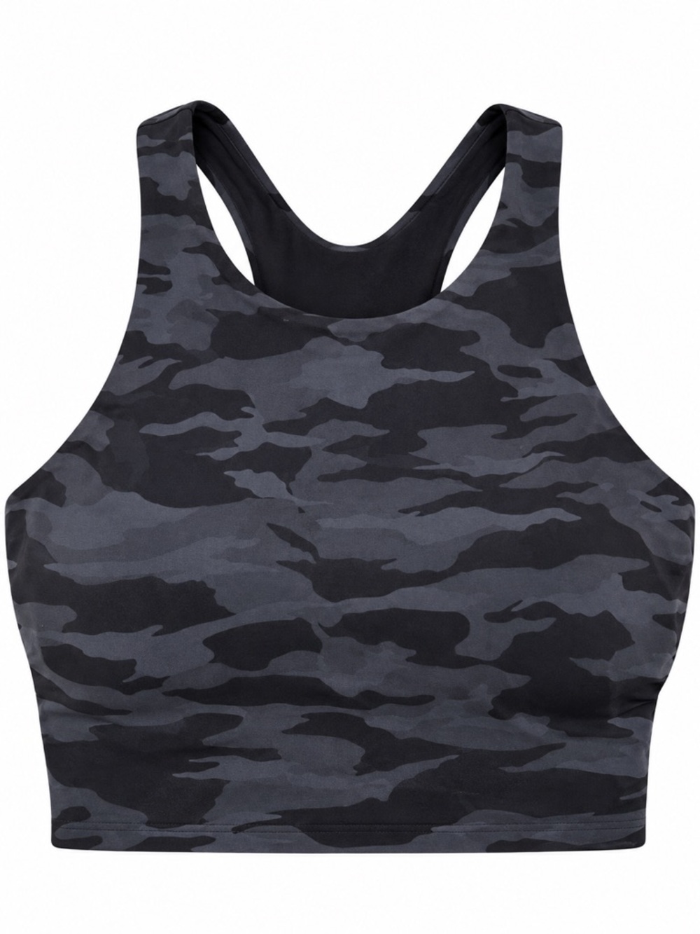 New - Athleta Conscious Crop D-DD+ Camo Longline Sports Bra in Black & Gray
